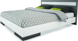 Manželská postel, bílá/šedá, 160x200, DEFY 4005565