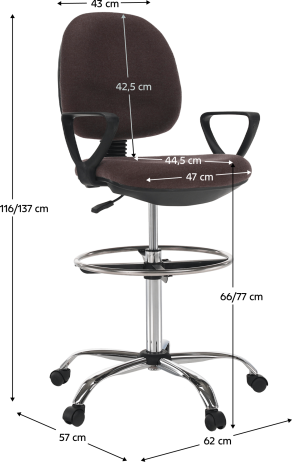 Vyvýšená pracovní židle, hnědá / černá, TAMBER