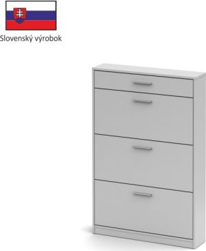 Botník, trojřadý, výklopný, jednozásuvkový, bílá, šířka 85cm, SINGA 321