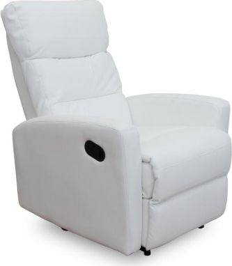 Bílé relaxační křeslo SILAS, ekokůže