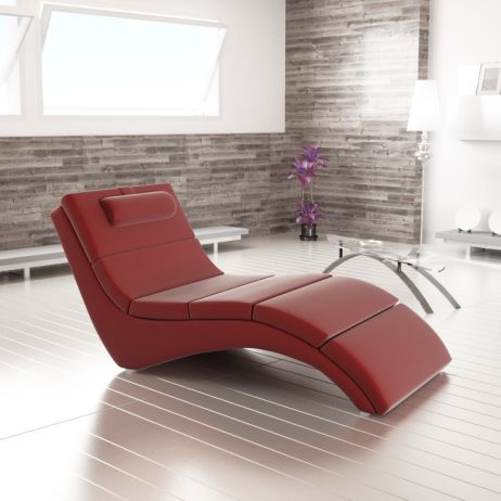 Relaxační křeslo LONG, ekokůže červená