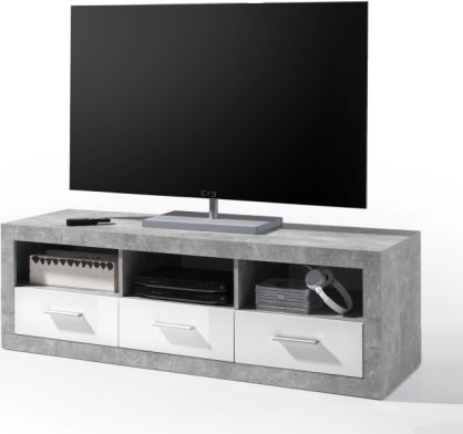 RTV stolek SLONE, beton / bílý lesk