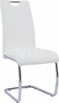 Jídelní židle ABIRA, ekokůže bílá / chrom