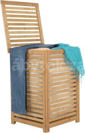 Koš na prádlo BASKET, lakovaný bambus/béžová