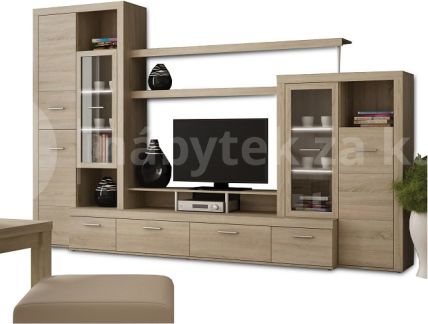 Obývací stěna ATLANTIS s LED osvětlením, dub sonoma