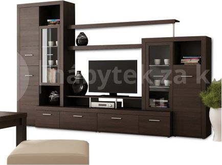 Obývací stěna s Led osvětlením, wenge luisiana, ATLANTIS