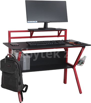 PC stůl / herní stůl TABER, červená / černá