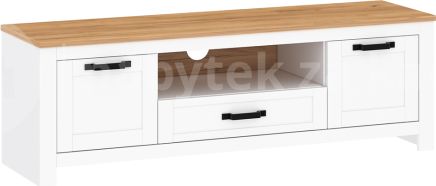 RTV stolek LANZETTE B, bílá alba / dub craft zlatý