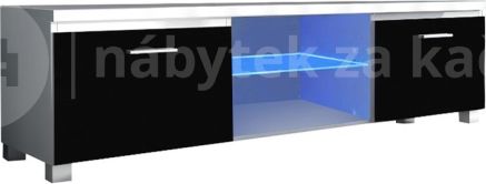 RTV stolek, bílá / černý extra vysoký lesk HG, LUGO 2