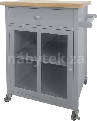 Servírovací vozík na kolečkách MARLOS, šedá / přírodní