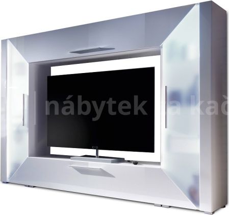Obývací stěna ADGE, MDF s vysokým leskem, bílá
