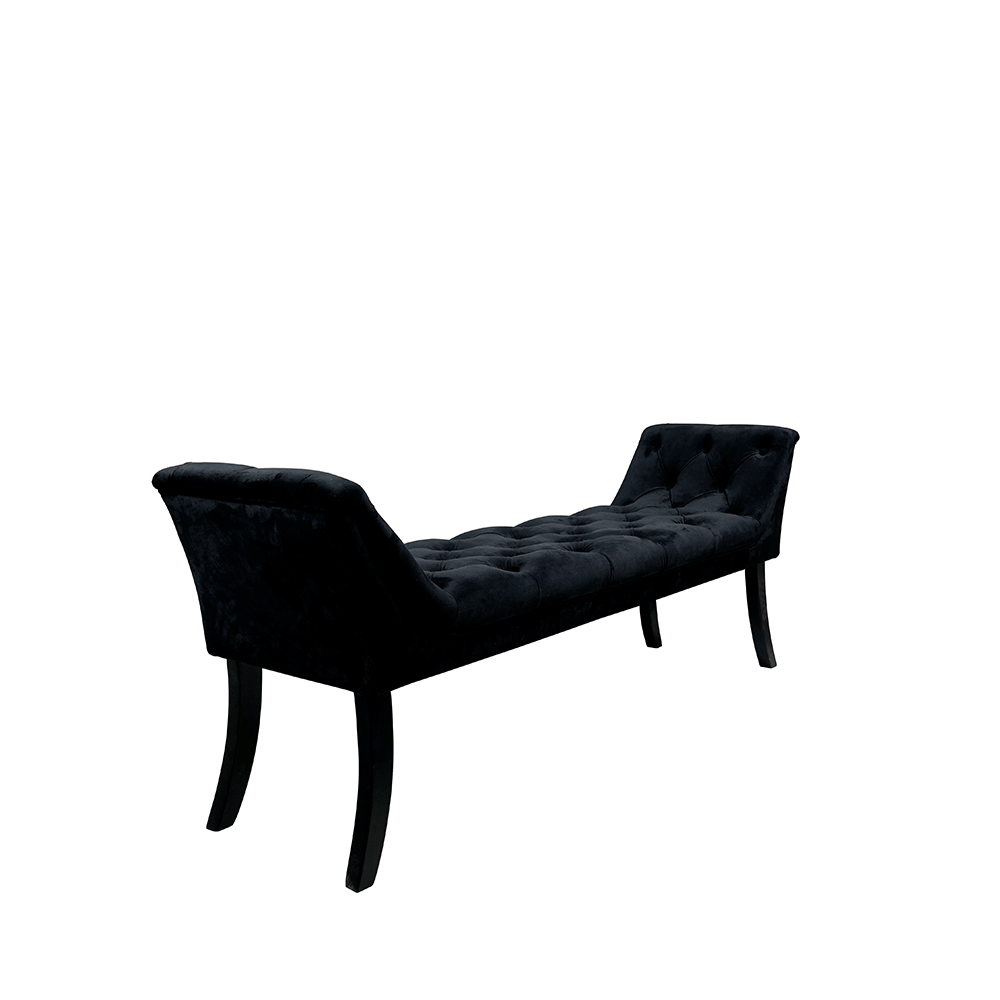 Levně Designová lavice, černá Velvet látka / kaučukové dřevo, Hemy