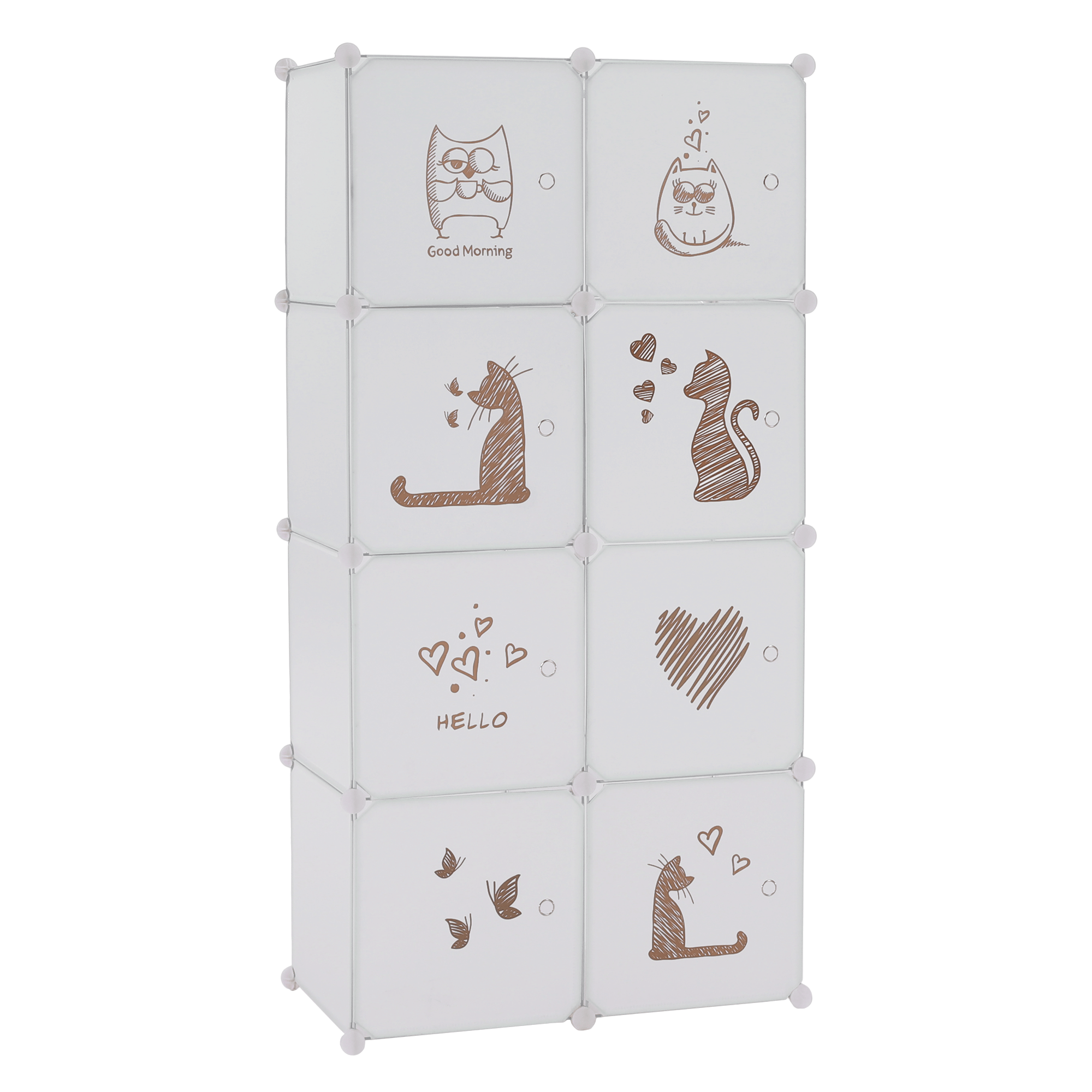 Levně Dětská modulární skříň, bílá / hnědý vzor, KIRBY