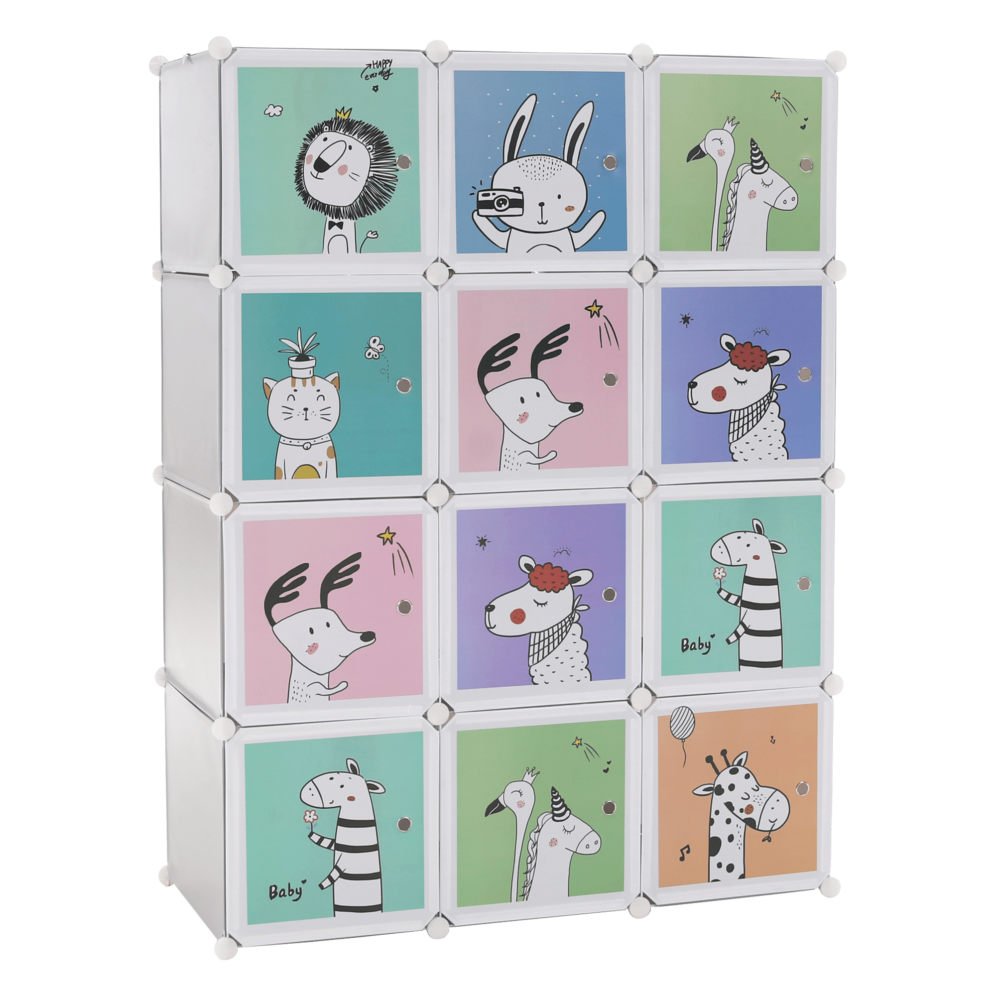Levně Dětská modulární skříň, šedá / dětský vzor, Hakon