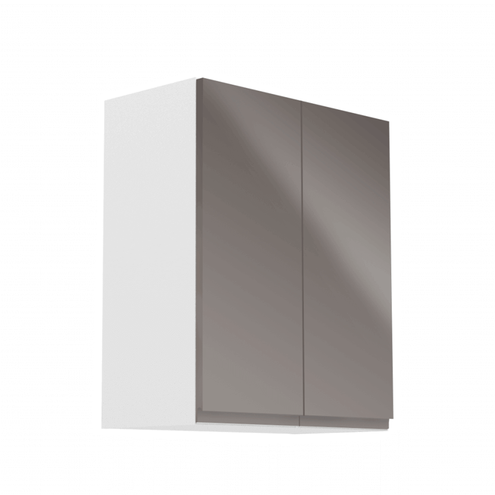 Levně Horní skříňka, bílá / šedý extra vysoký lesk, AURORA G602F