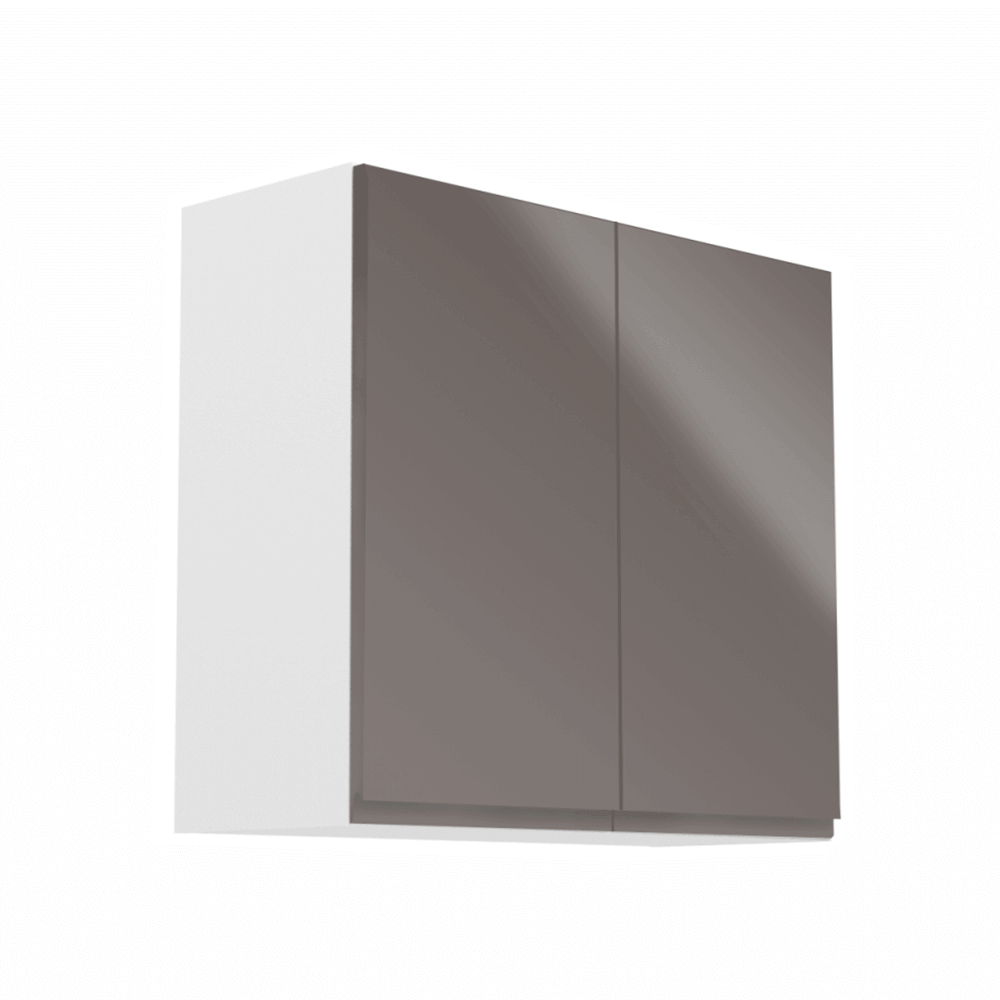 Levně Horní skříňka, bílá / šedý extra vysoký lesk, AURORA G80