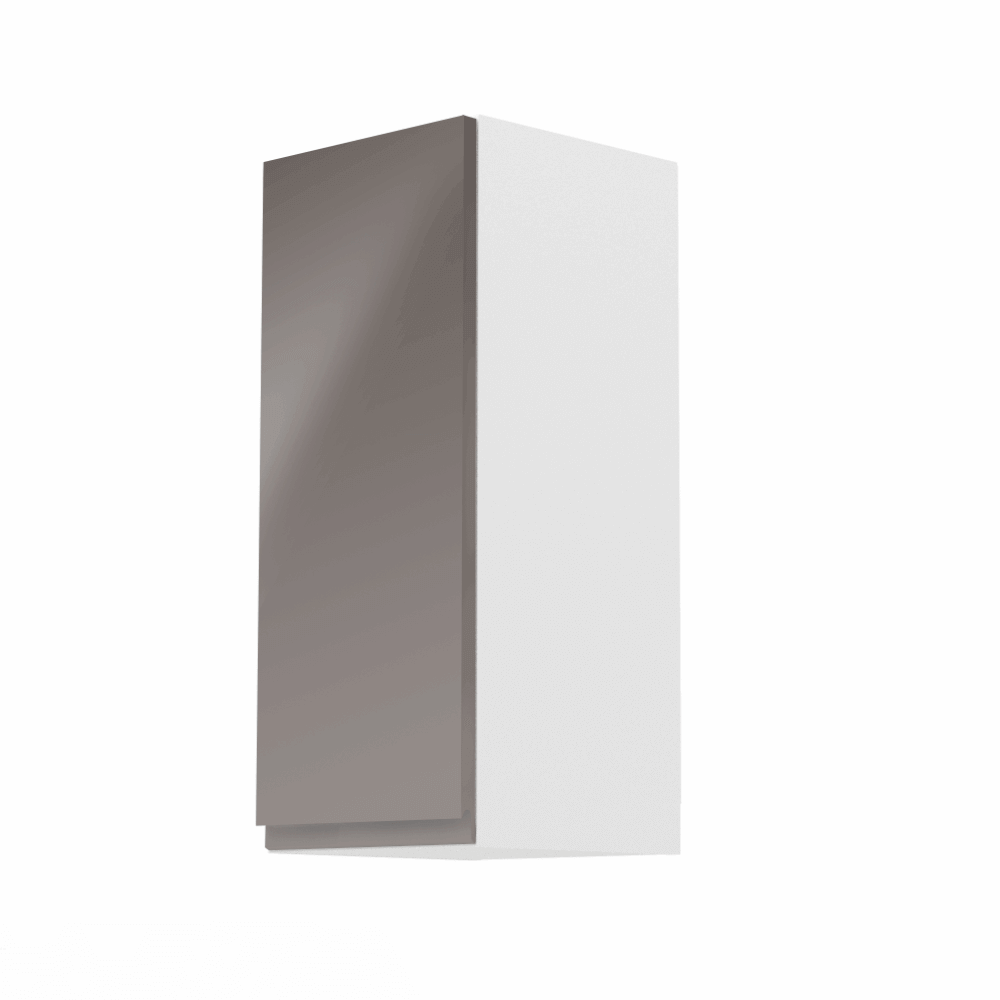 Levně Horní skříňka, bílá / šedý extra vysoký lesk, levá, AURORA G30