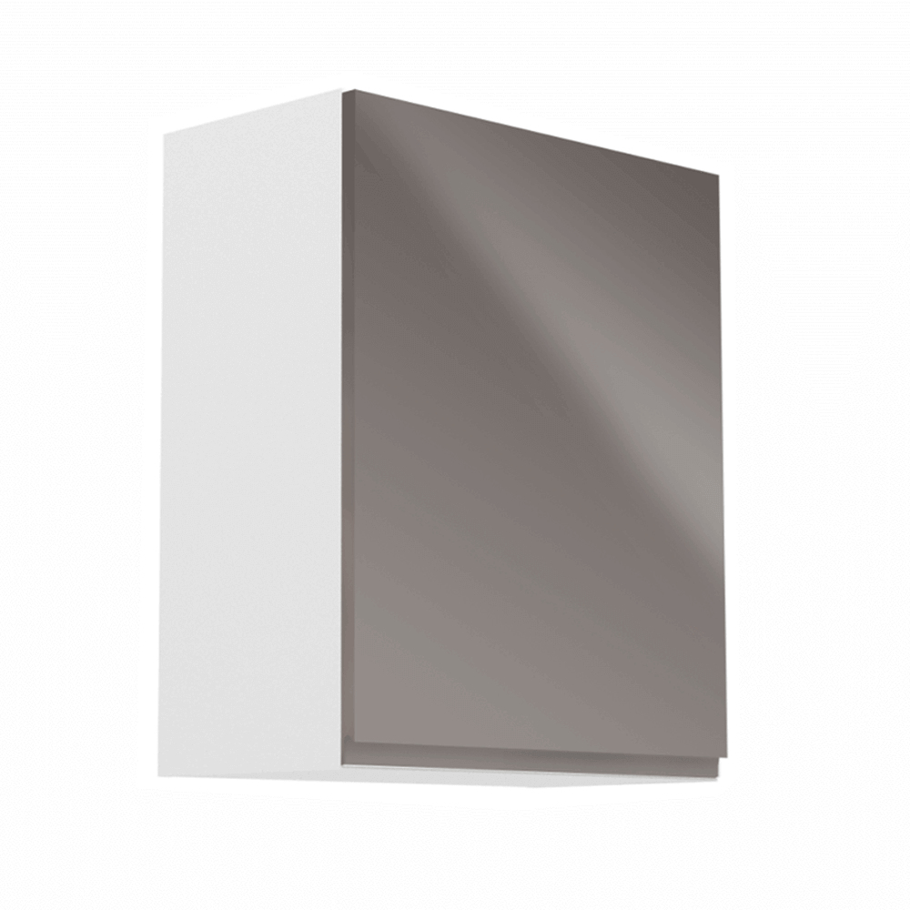 Levně Horní skříňka, bílá / šedý extra vysoký lesk, pravá, AURORA G601F