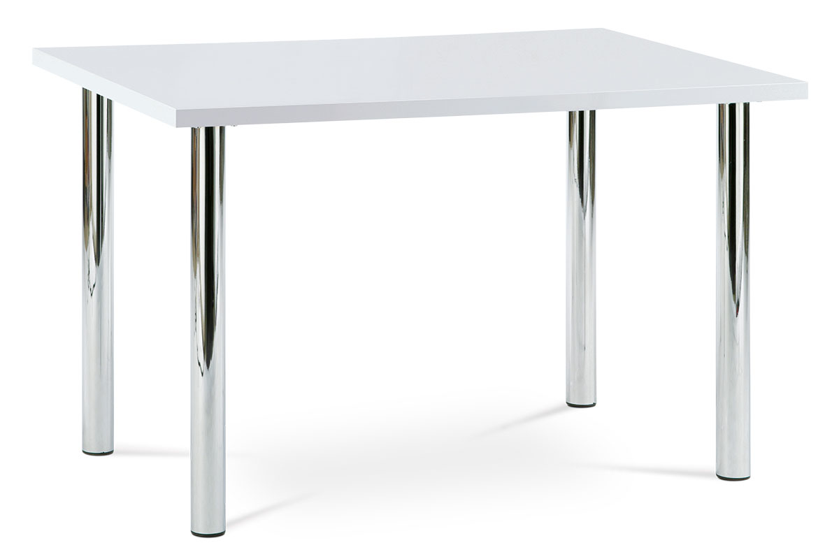 Levně Jídelní stůl 120x75 cm, chrom / vysoký lesk bílý