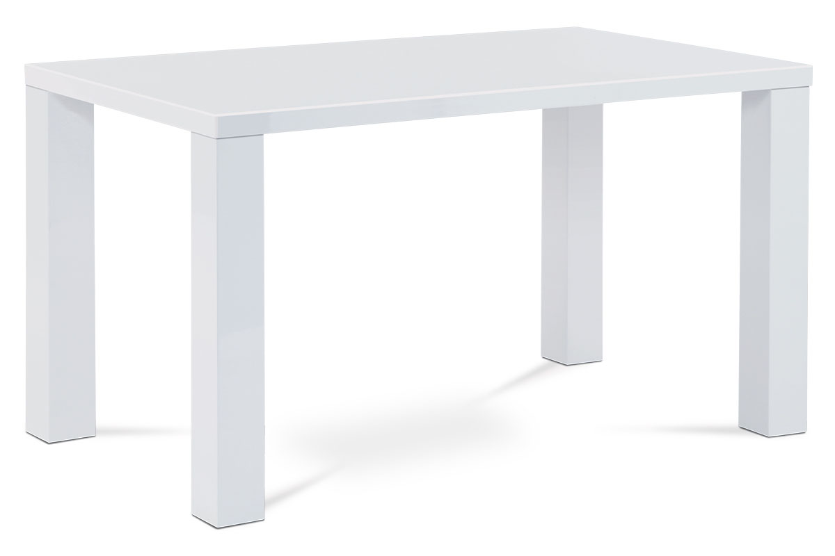 Levně Jídelní stůl 135x80x76 cm, vysoký lesk bílý