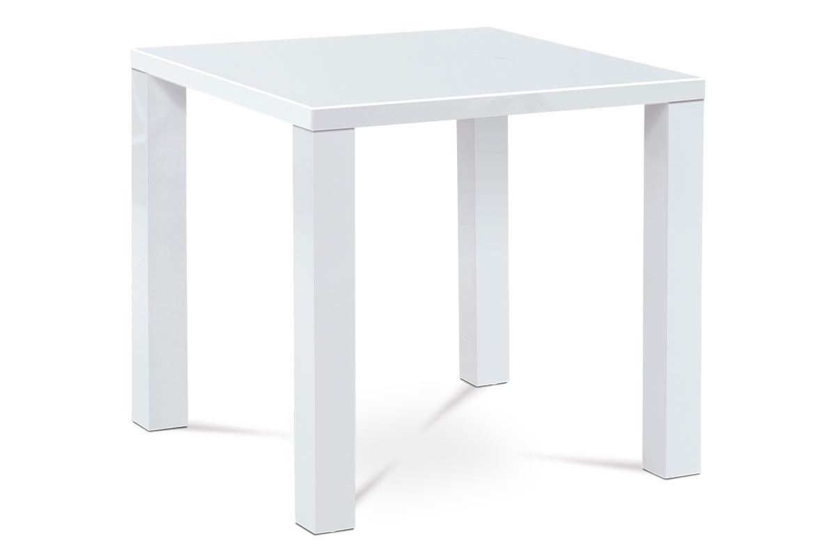 Levně Jídelní stůl 80x80x76 cm, vysoký lesk bílý