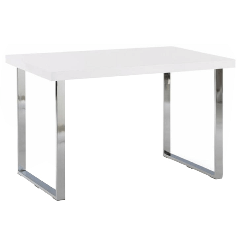 Levně Jídelní stůl, bílá HG + chrom, TALOS