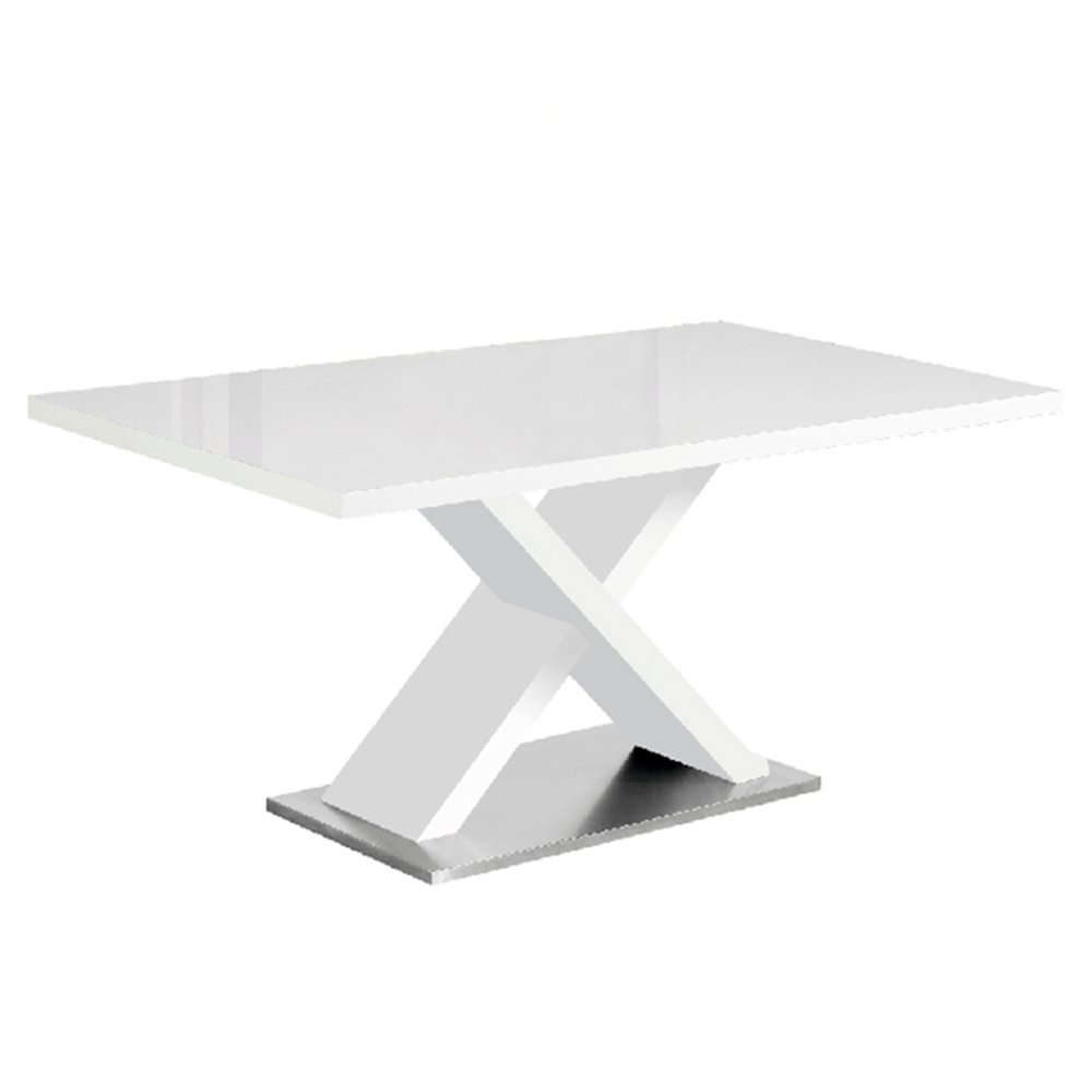 Levně Jídelní stůl, bílá s vysokým leskem HG, FARNEL