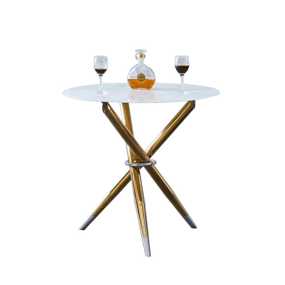 Levně Jídelní stůl/kávový stolek, bílá / gold chrom zlatý, DONIO