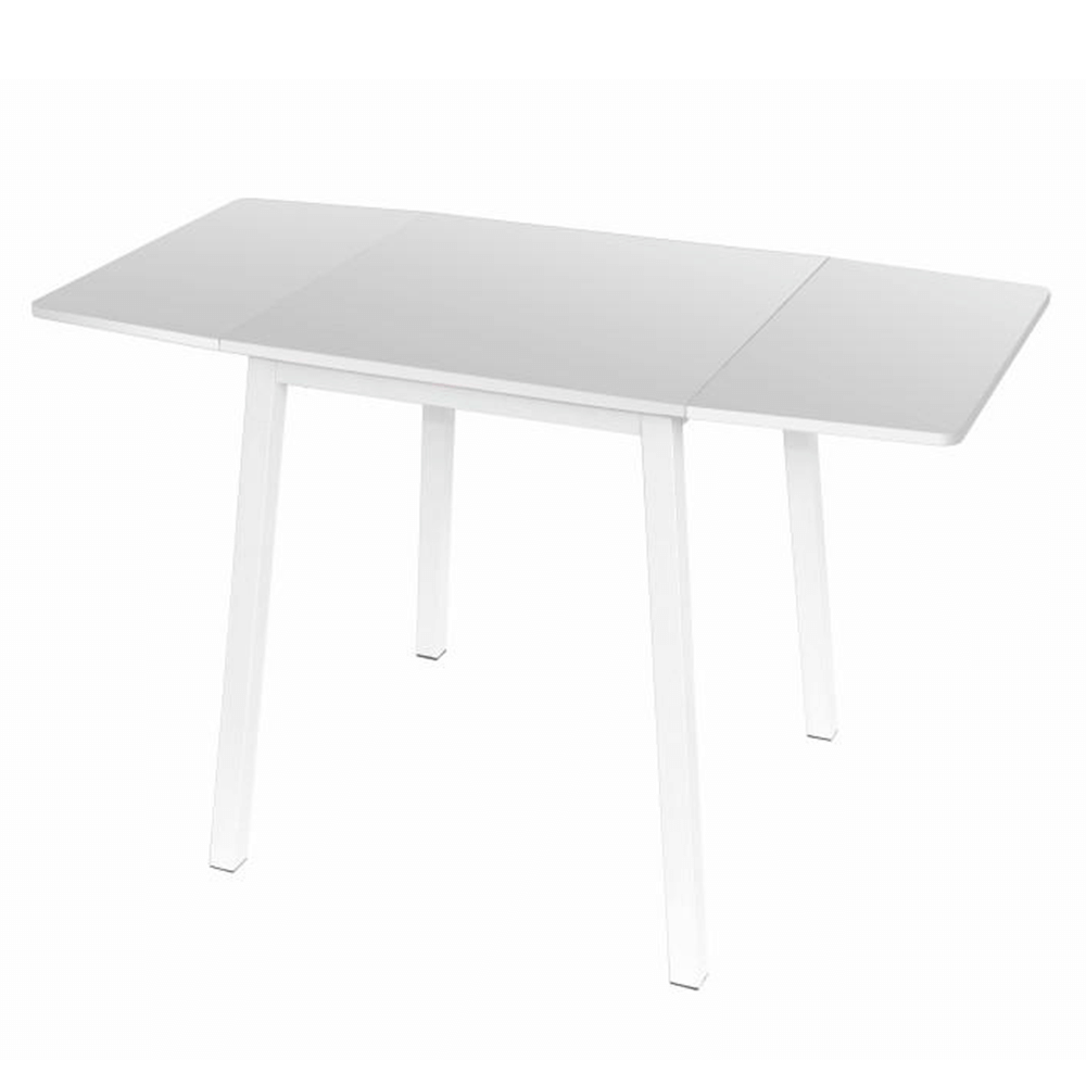 Jídelní stůl, MDF foliovaná / kov, bílá, MAURO - bílá - Kov