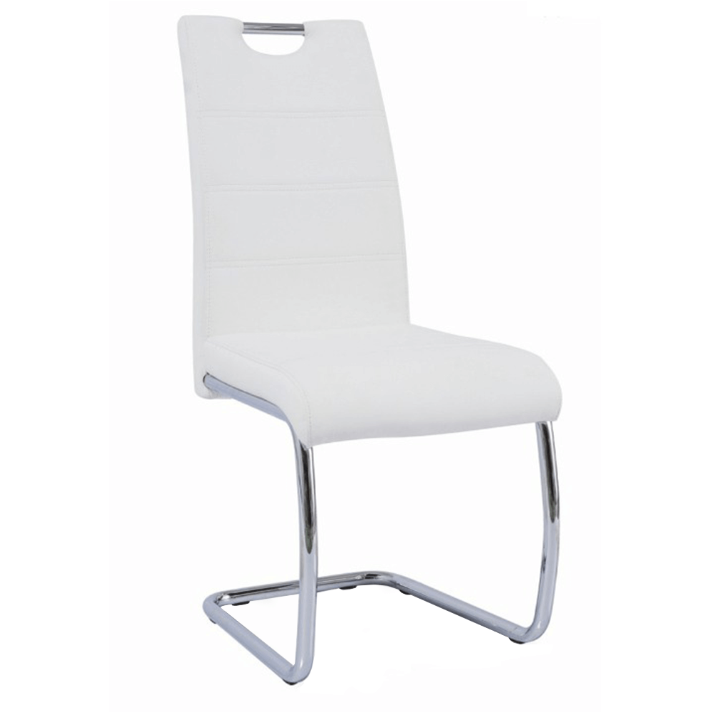 Levně Jídelní židle ABIRA, ekokůže bílá / chrom