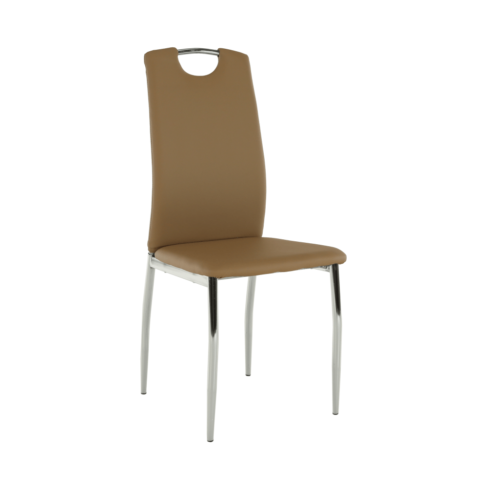 Židle, ekokůže béžová / chrom, ERVINA - bílá - Ekokůže