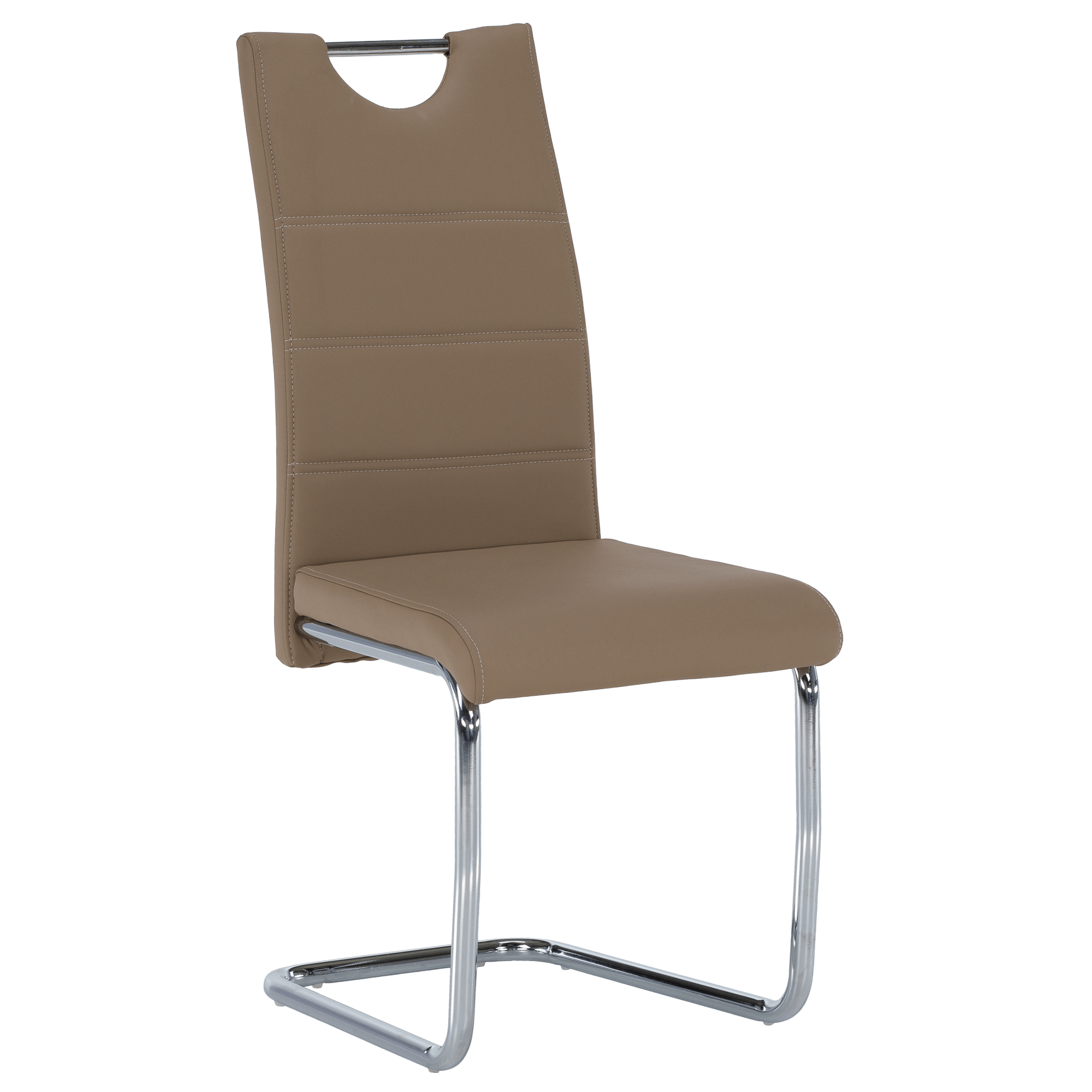 Levně Jídelní židle ABIRA, ekokůže cappucino / chrom