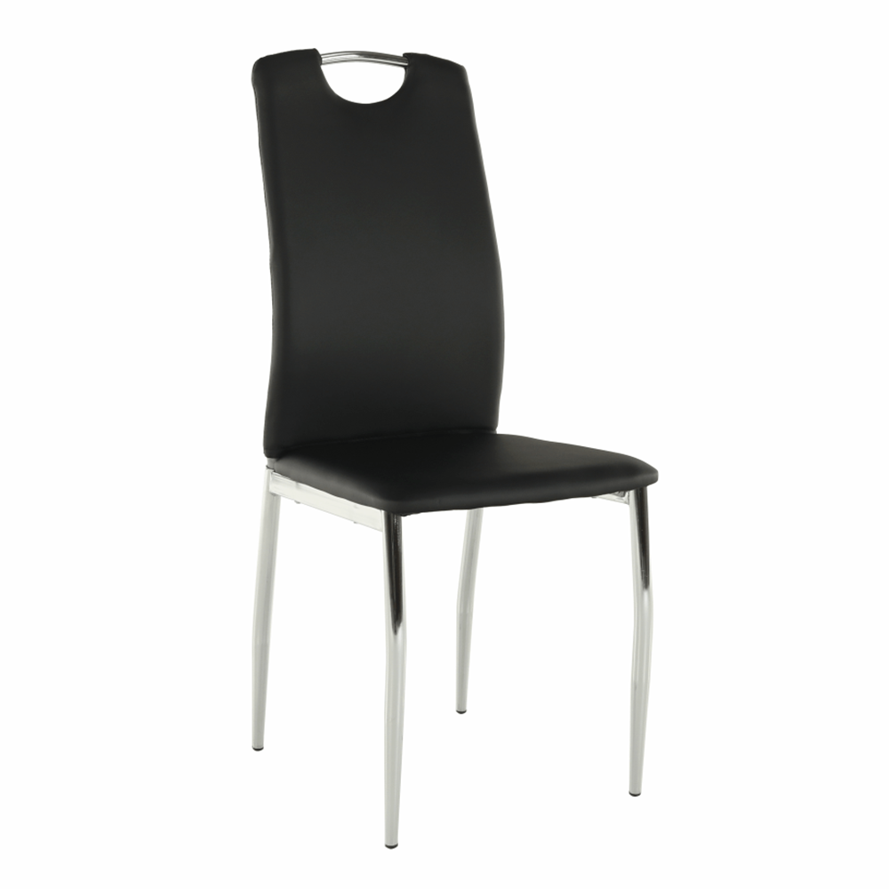 Židle, ekokůže černá / chrom, ERVINA - Ekokůže