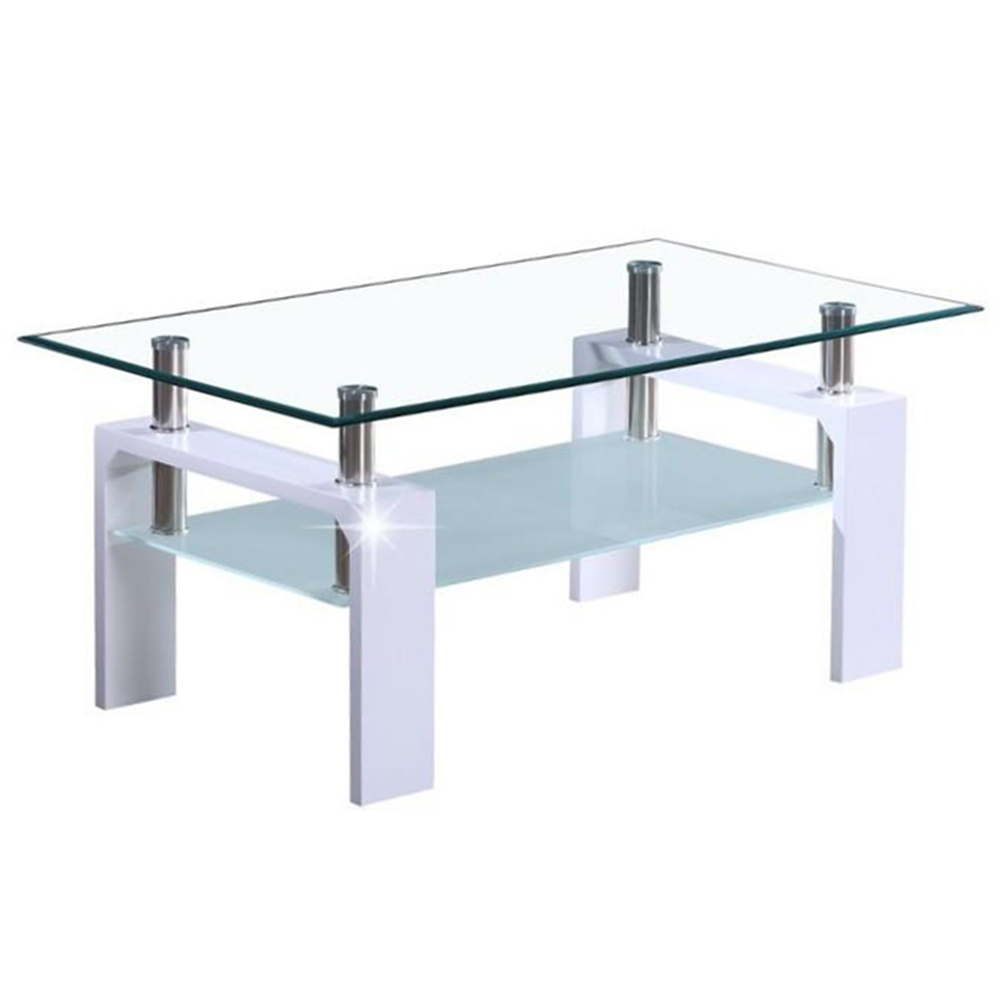 Levně Konferenční stolek, bílá extra vysoký lesk HG, LIBOR