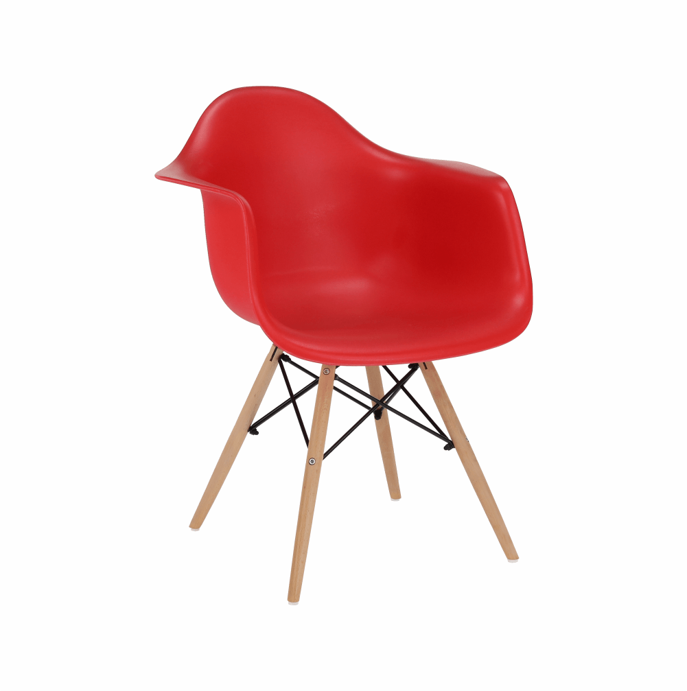Designová židle DAMEN, červená / buk - červená - Plast