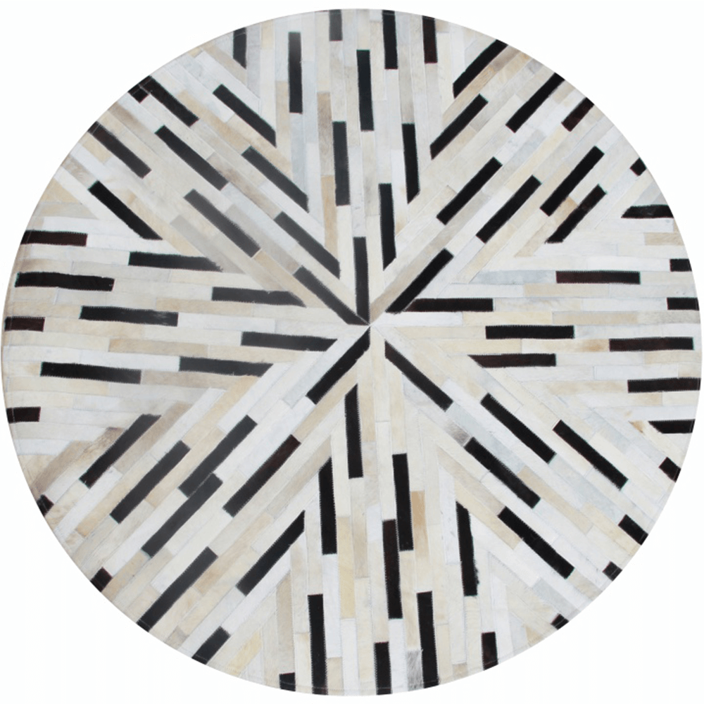 Levně Luxusní kulatý koberec KŮŽE Typ8, patchwork, 200x200 cm