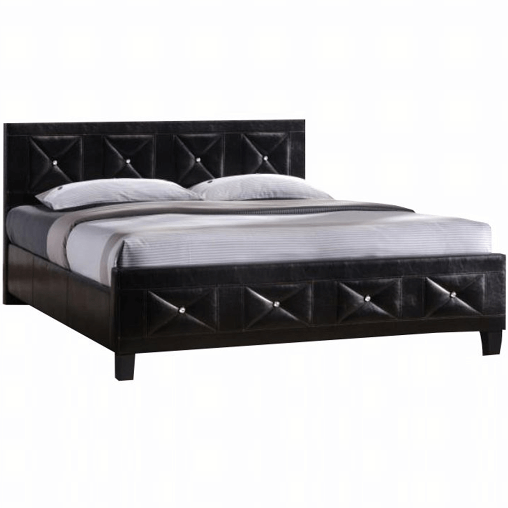 Manželská postel CARISA, s roštem, ekokůže černá, 160x200 - černá - Ekokůže