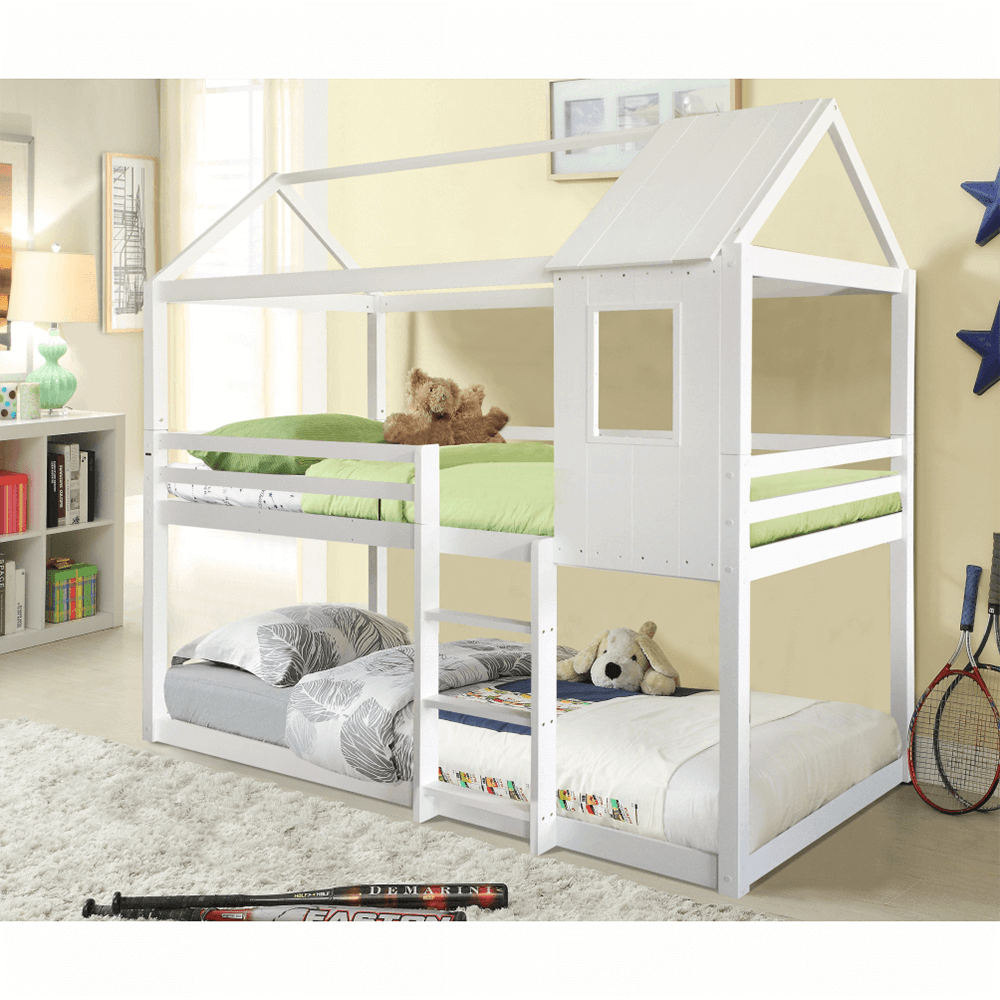 Levně Montessori patrová postel, bílá, 90x200, Atrisa