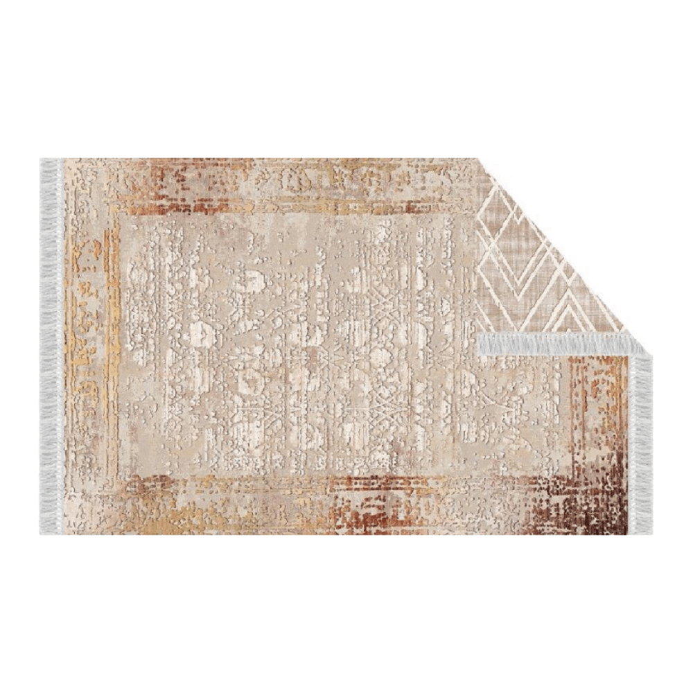 Levně Oboustranný koberec, béžová/vzor, 120x180, NESRIN