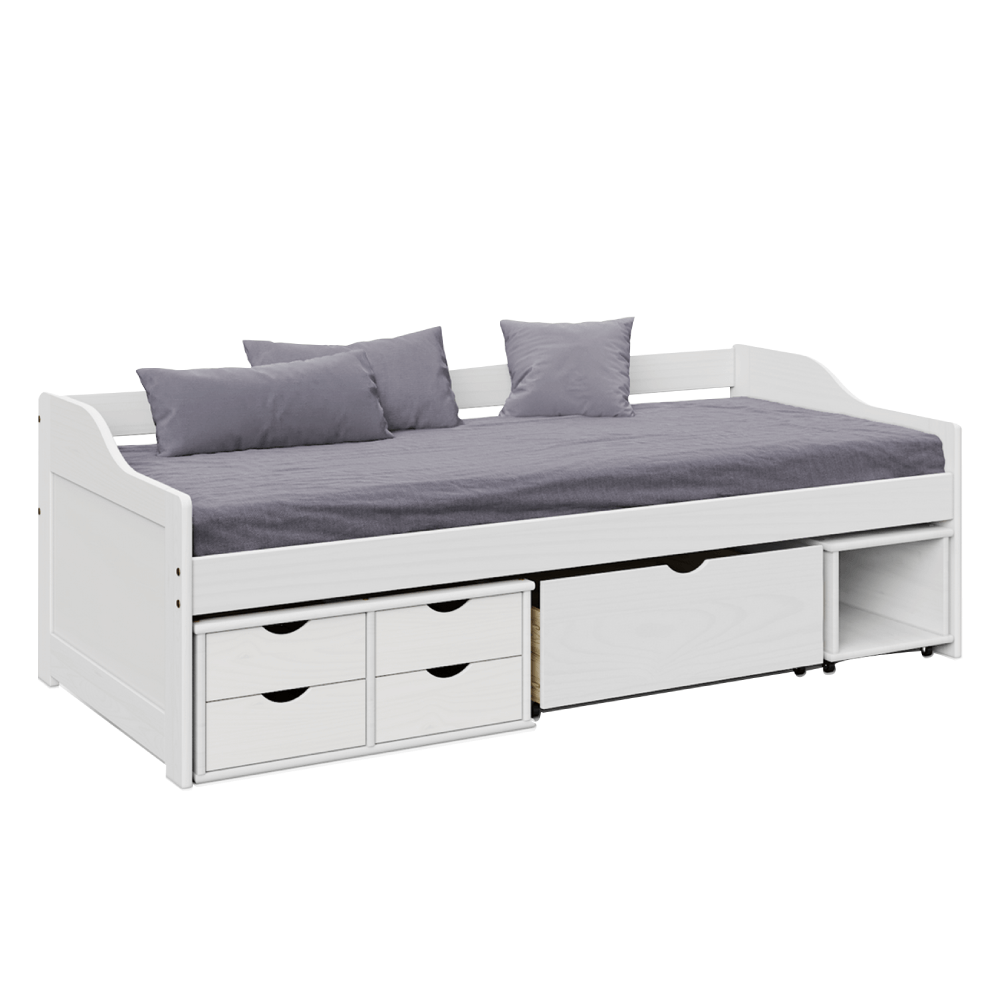 Levně Masivní postel s úložným prostorem MAXI NEW bílá