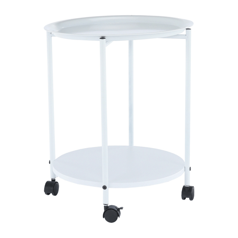 Levně Bílý příruční stolek s kolečky DERIN