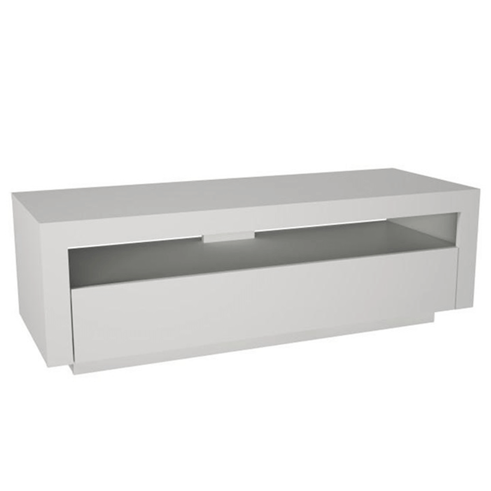 TV stůl s vyklápěcí zásuvkou AGNES, bílá - bílá - lamino