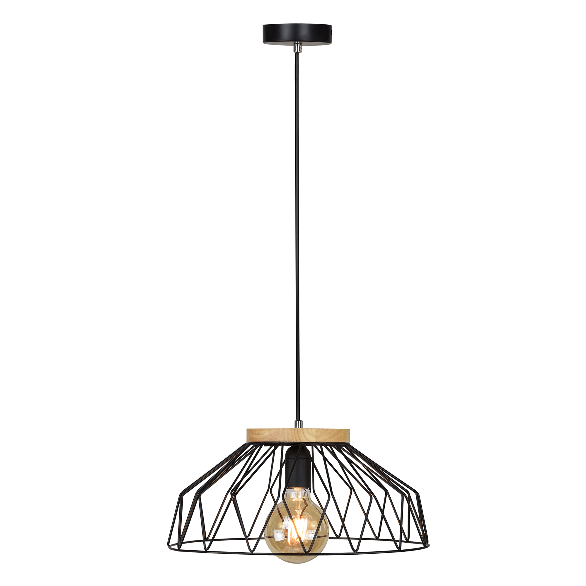 Levně Visící lampa, černá/přírodní, dřevo/kov, TREX TYP 2