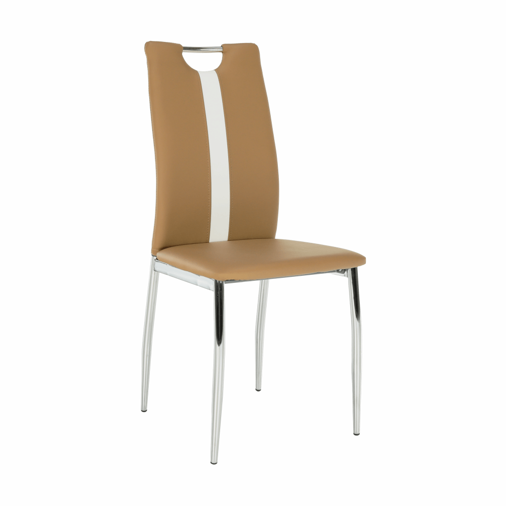 Židle, béžová / bílá ekokůže + chrom nohy, SIGNA - bílá - Ekokůže