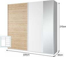 2-dveřová skříň, bílá/dub divoký, SIMPLA