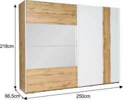 Šatní skříň VODENA 2D-250, dub wotan/bílá