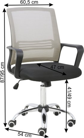 Kancelářská židle 2ks, síťovina šedohnědá taupe / látka černá, APOLO