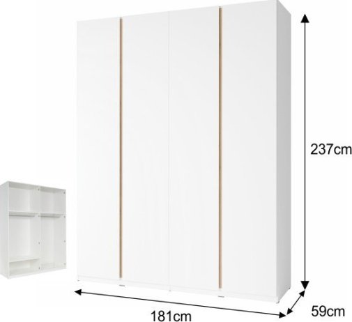 Šatní skříň PIETRO 4-dveřová, bílá / dub divoký