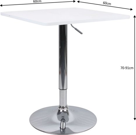 Barový stůl s nastavitelnou výškou, bílá, FLORIAN 2 NEW
