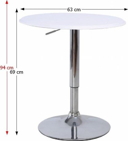 Barový stůl BRANY s nastavitelnou výškou, chrom / bílá
